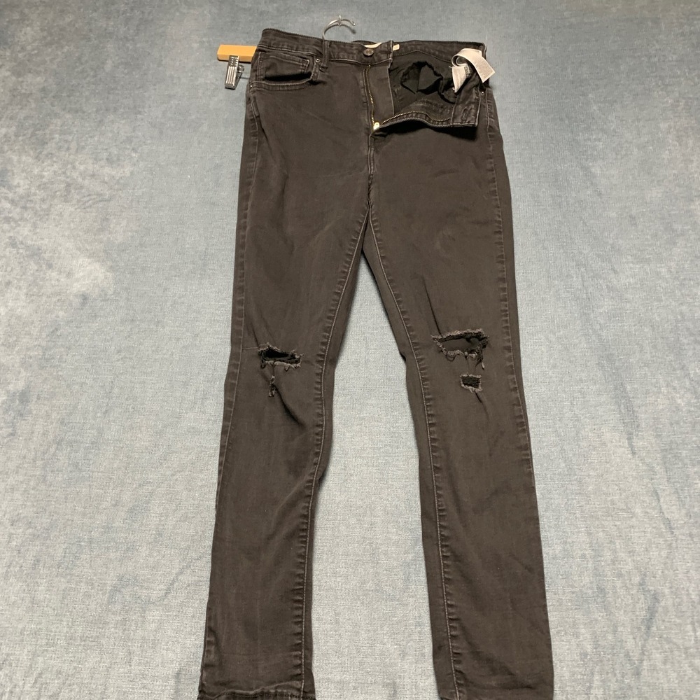 Levi's 721 High Rise Skinny Jeans Womens 31 Black Denim Streetwear‎ Distressed